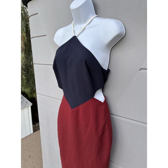 Elizabeth & James Riza Color Block Cut Away Sheath Dress Red Blue Sz 6 ASO Prepp - Picture 9 of 14